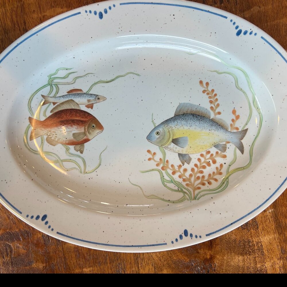 14.5" Oval Fritz and Flyod Serving Fish Platter La Mer